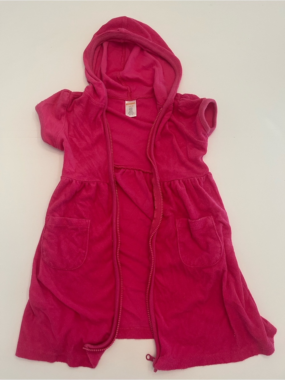 Gymboree Bright Pink Hooded Zip Coverup Dress Size 5-6